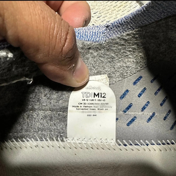 Allbirds Tree Dashers TD Running Shoes White & Blue Mens US Size 12 (270 Box 31) - Picture 8 of 9